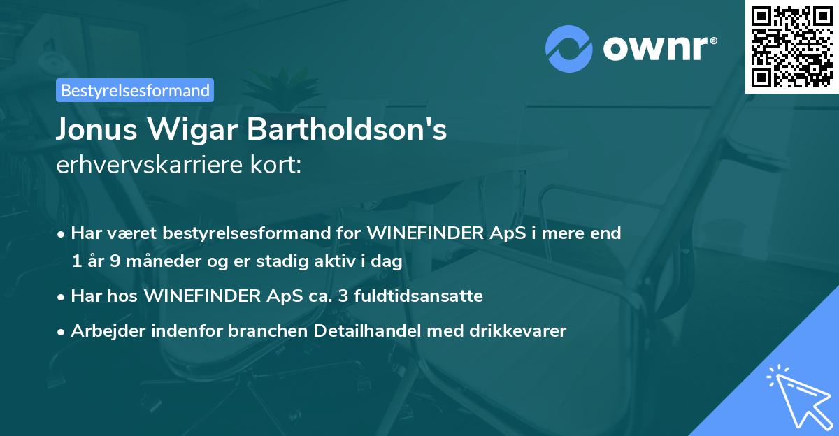 Jonus Wigar Bartholdson's erhvervskarriere kort