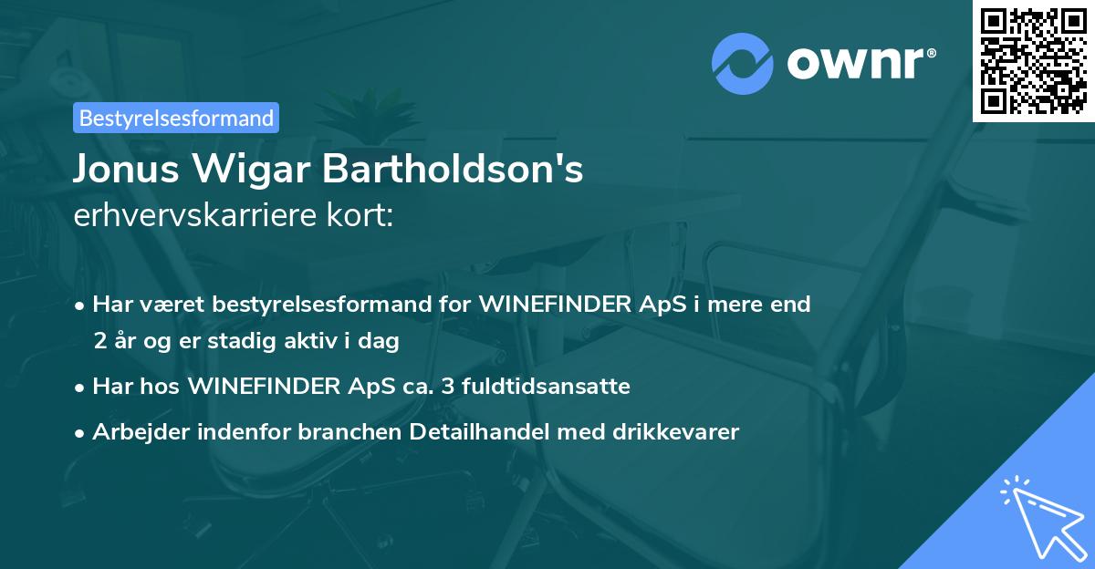 Jonus Wigar Bartholdson's erhvervskarriere kort