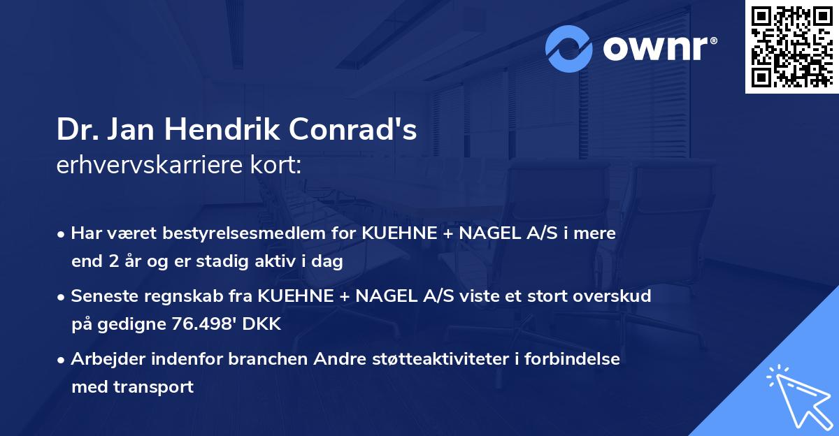 Dr. Jan Hendrik Conrad's erhvervskarriere kort
