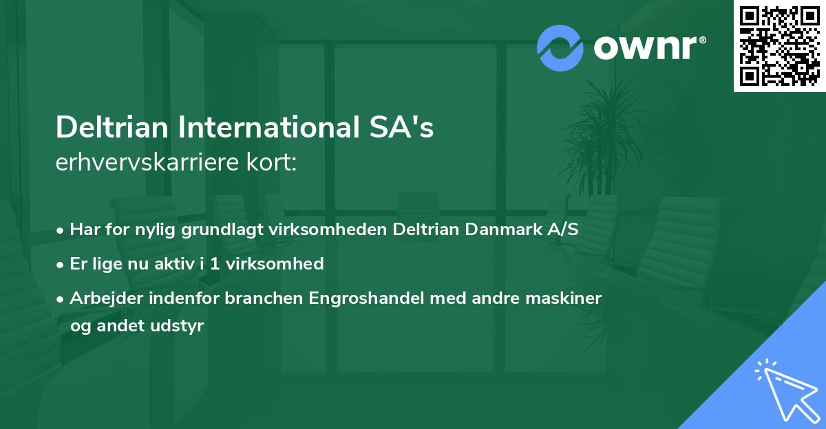 Deltrian International SA's erhvervskarriere kort