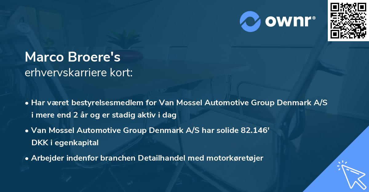 Marco Broere's erhvervskarriere kort