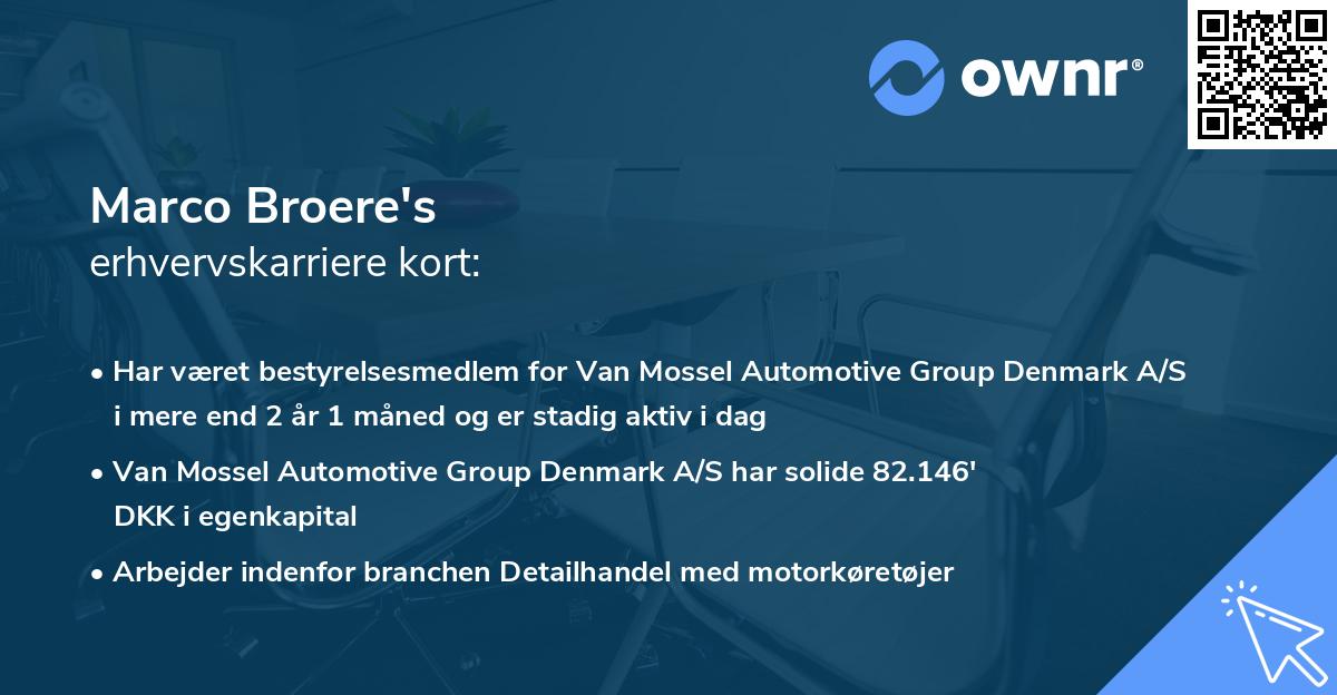 Marco Broere's erhvervskarriere kort