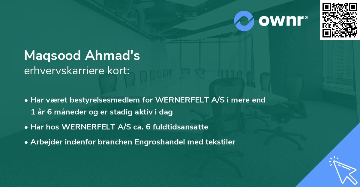 Maqsood Ahmad's erhvervskarriere kort