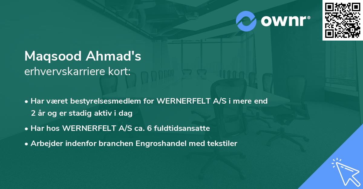 Maqsood Ahmad's erhvervskarriere kort