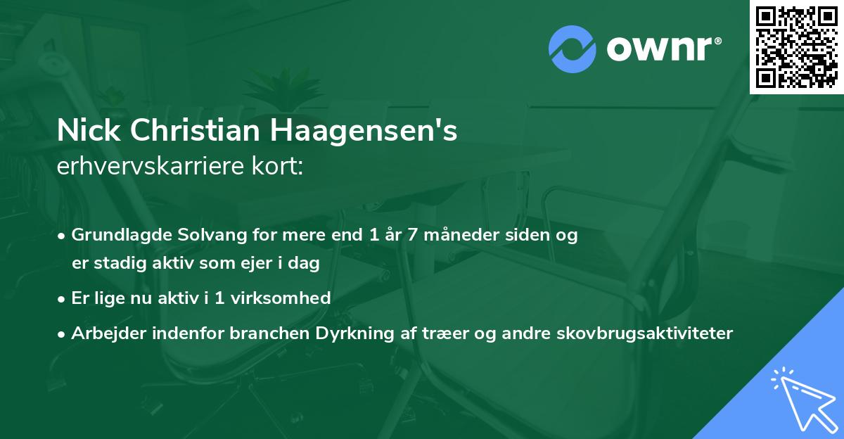 Nick Christian Haagensen's erhvervskarriere kort