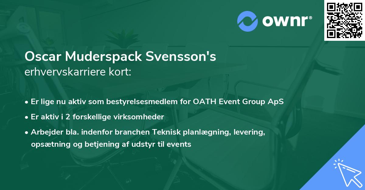 Oscar Muderspack Svensson's erhvervskarriere kort