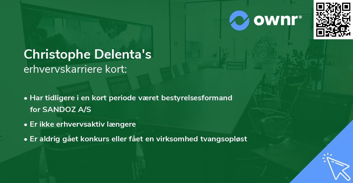 Christophe Delenta's erhvervskarriere kort