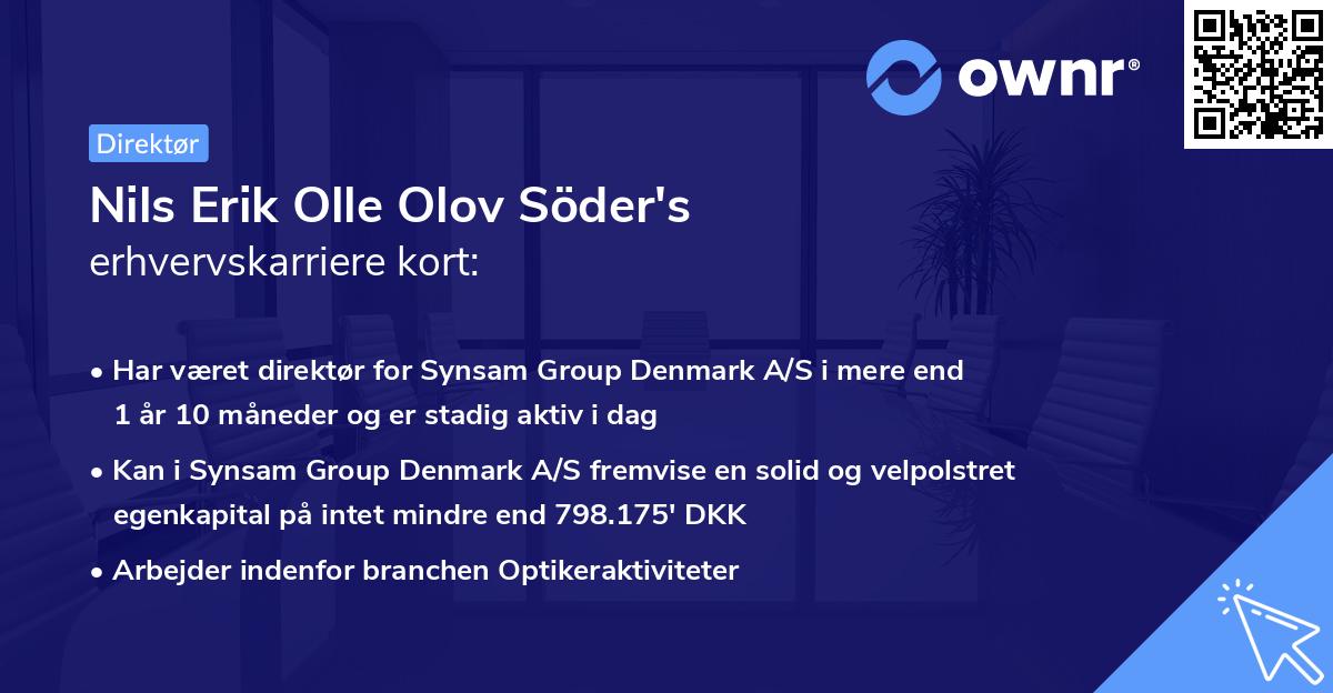 Nils Erik Olle Olov Söder's erhvervskarriere kort