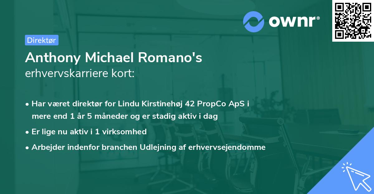 Anthony Michael Romano's erhvervskarriere kort