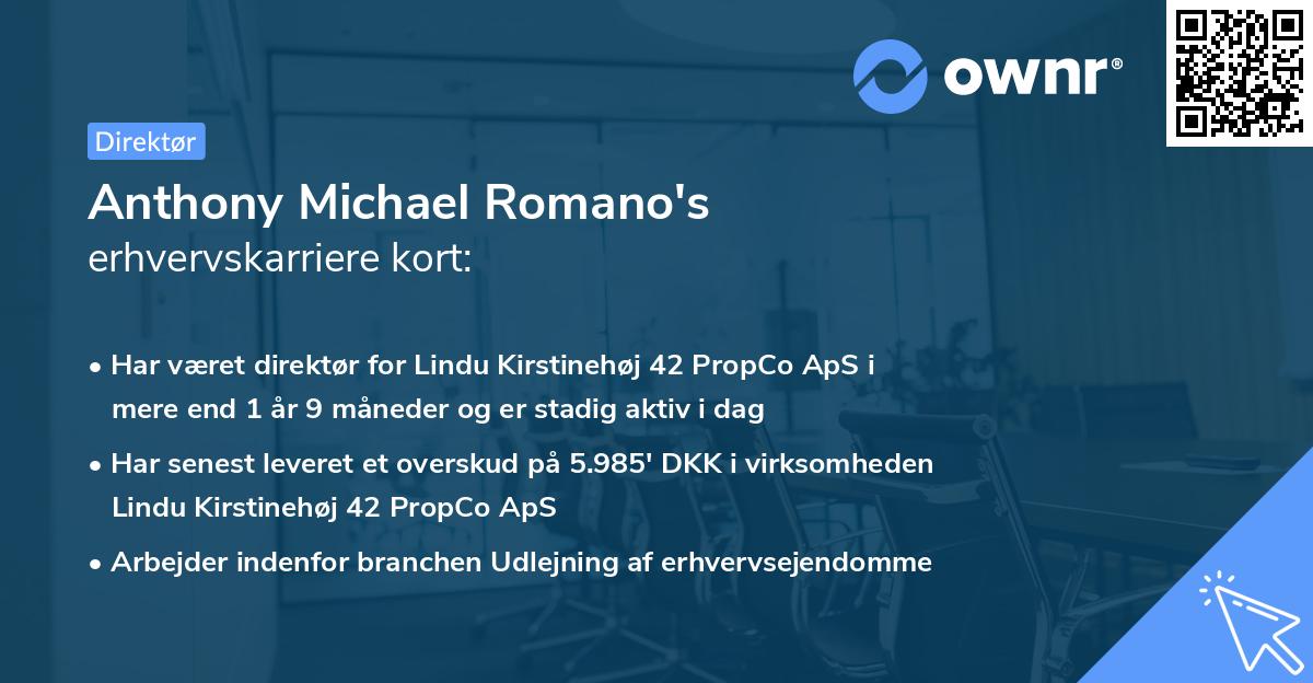 Anthony Michael Romano's erhvervskarriere kort
