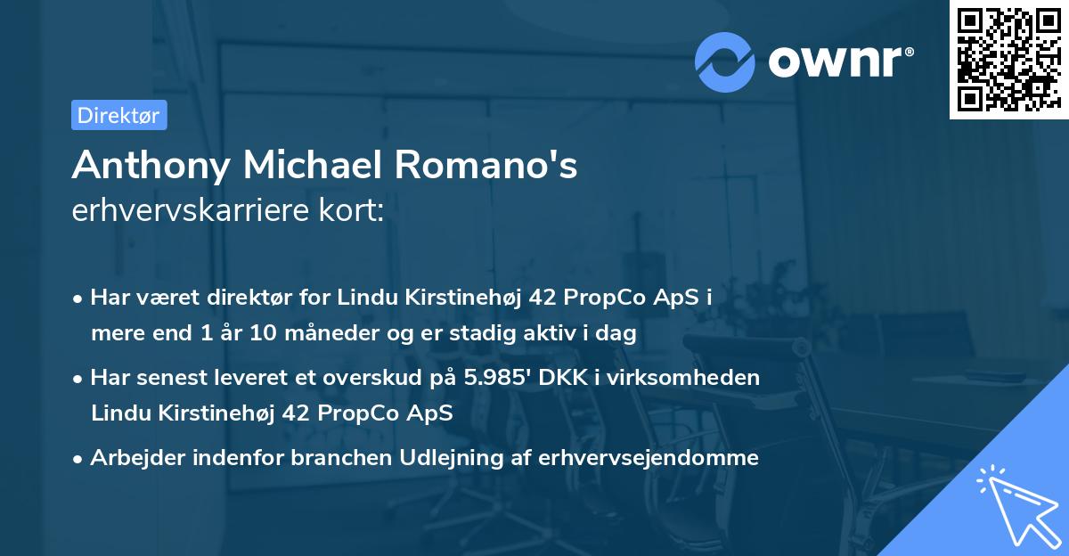 Anthony Michael Romano's erhvervskarriere kort