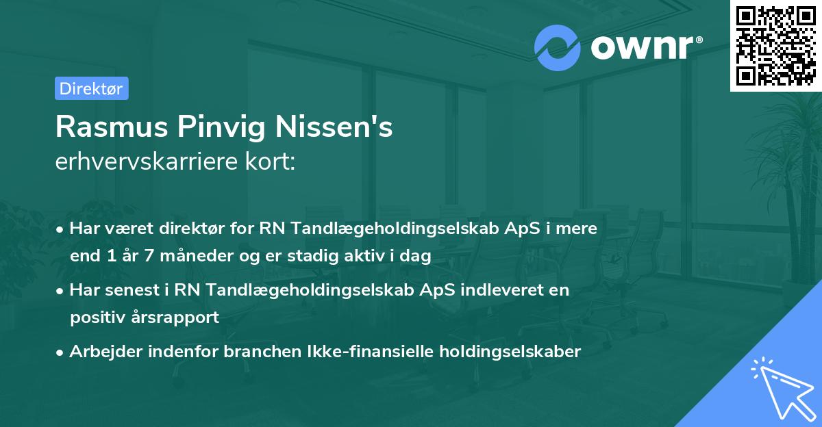 Rasmus Pinvig Nissen's erhvervskarriere kort