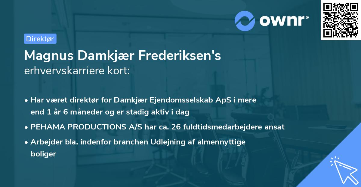 Magnus Damkjær Frederiksen's erhvervskarriere kort