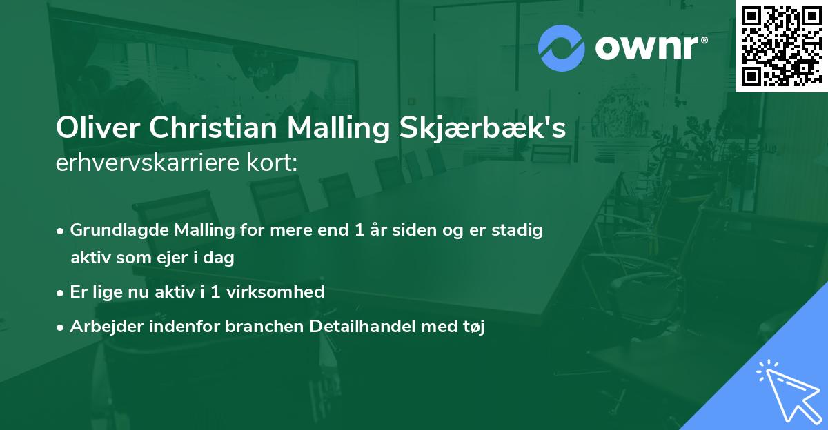 Oliver Christian Malling Skjærbæk's erhvervskarriere kort