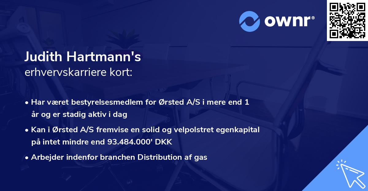 Judith Hartmann's erhvervskarriere kort