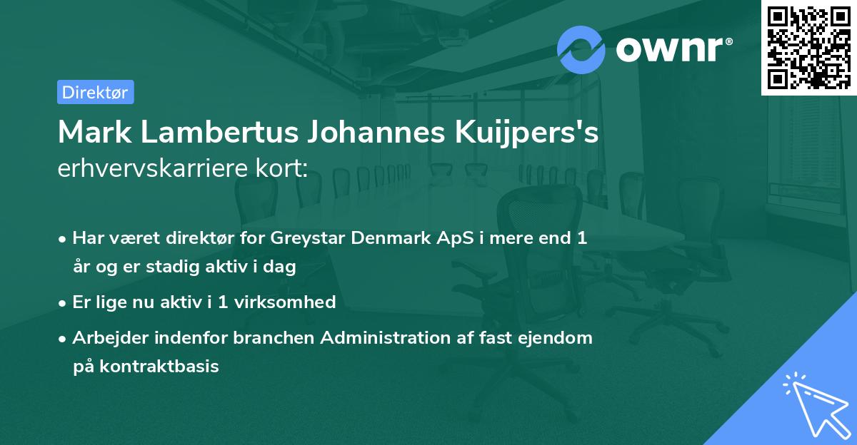 Mark Lambertus Johannes Kuijpers's erhvervskarriere kort