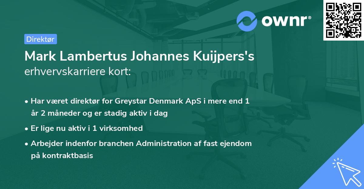 Mark Lambertus Johannes Kuijpers's erhvervskarriere kort