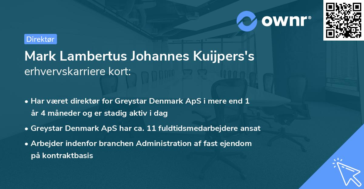 Mark Lambertus Johannes Kuijpers's erhvervskarriere kort
