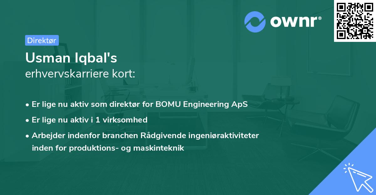 Usman Iqbal's erhvervskarriere kort