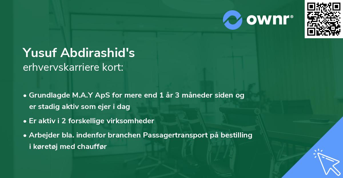 Yusuf Abdirashid's erhvervskarriere kort