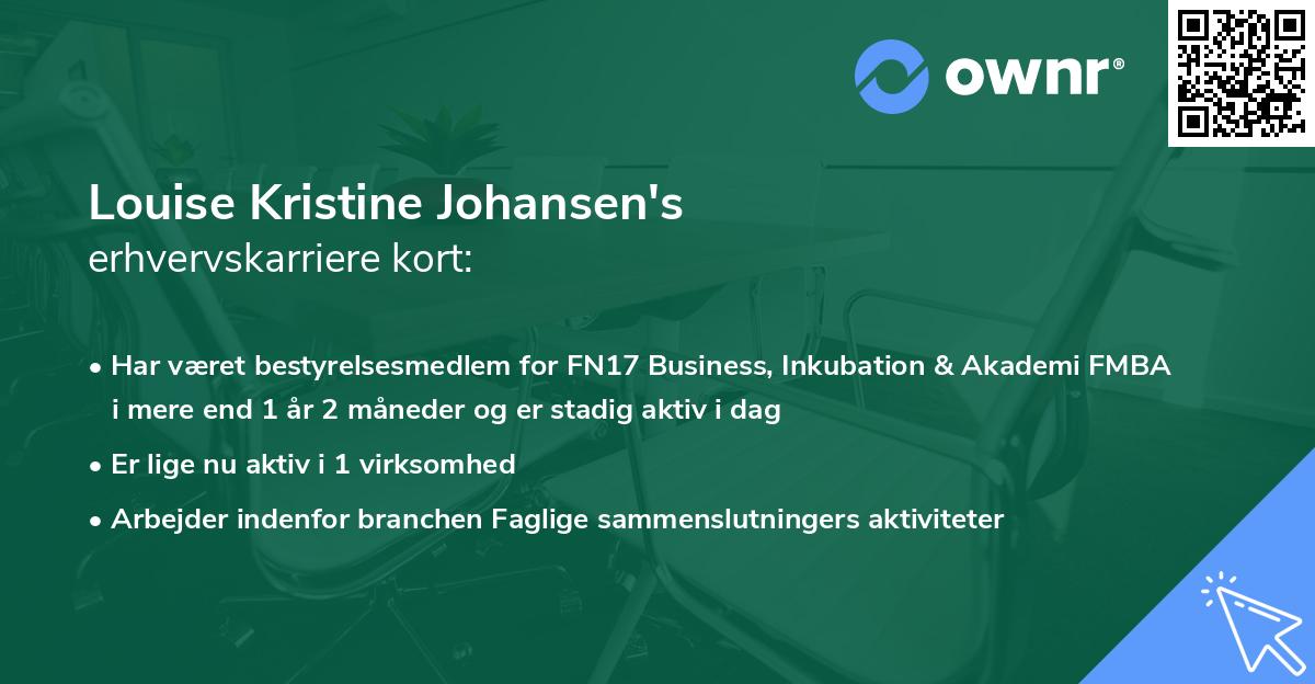Louise Kristine Johansen's erhvervskarriere kort