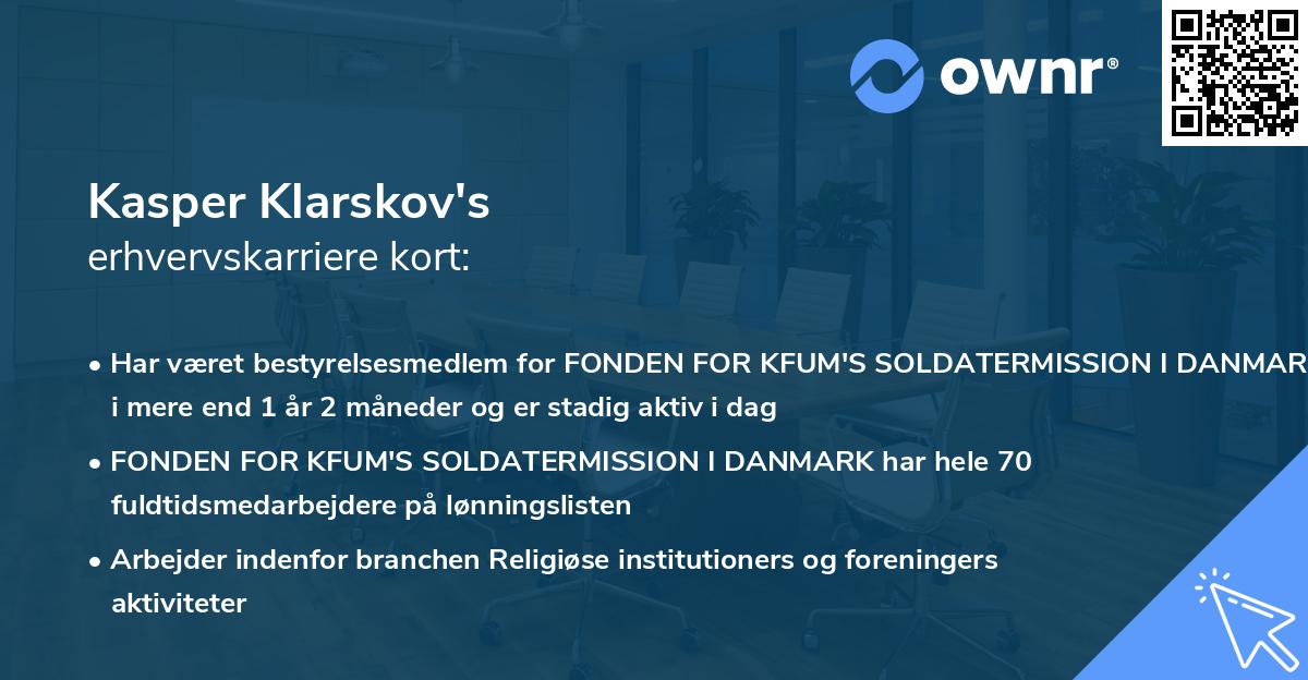 Kasper Klarskov's erhvervskarriere kort