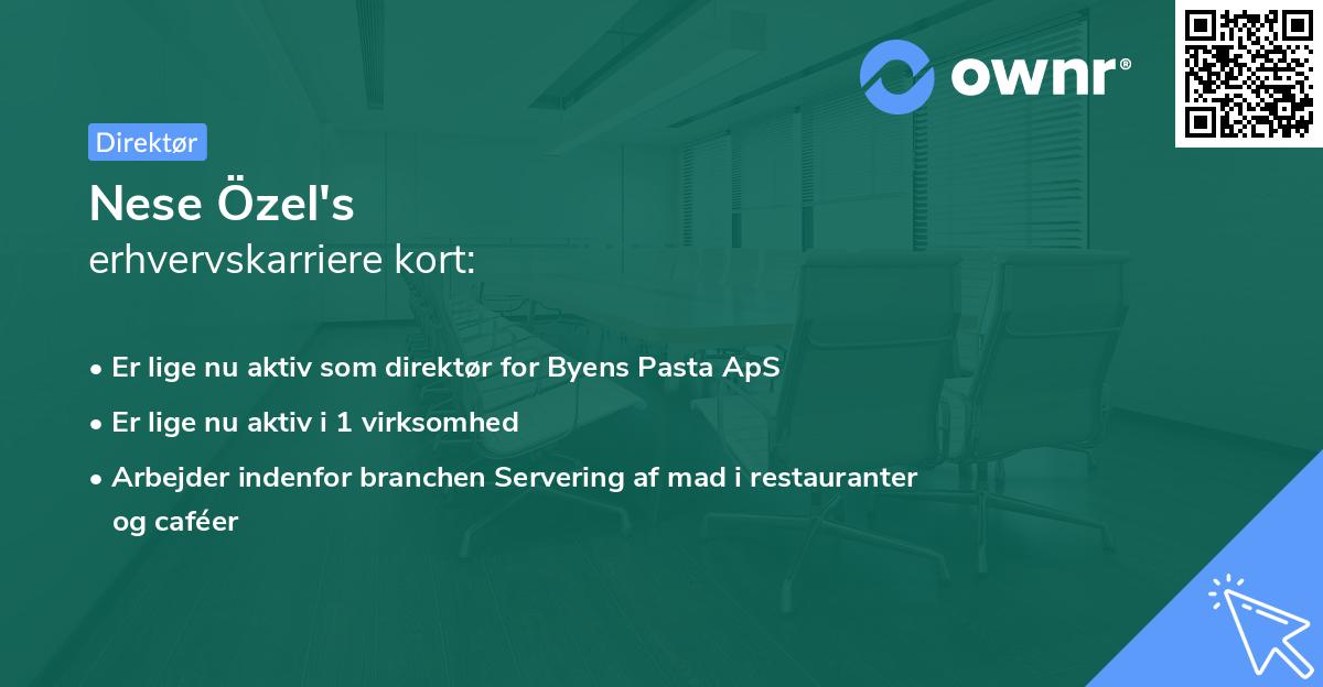 Nese Özel's erhvervskarriere kort
