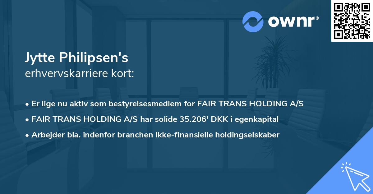 Jytte Philipsen's erhvervskarriere kort