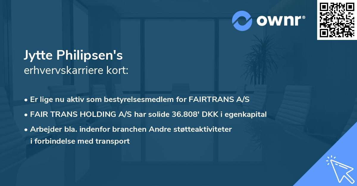 Jytte Philipsen's erhvervskarriere kort