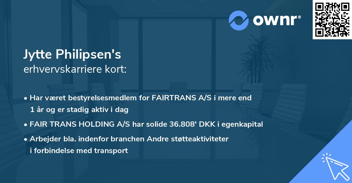 Jytte Philipsen's erhvervskarriere kort