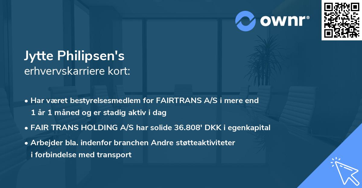 Jytte Philipsen's erhvervskarriere kort