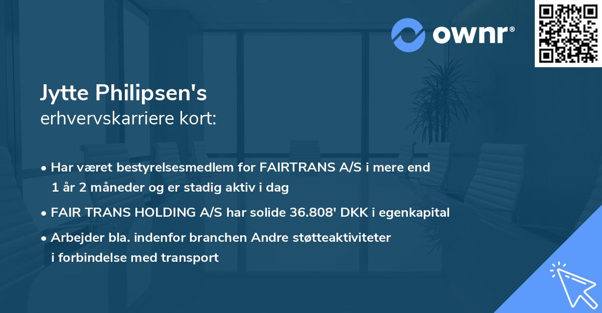 Jytte Philipsen's erhvervskarriere kort