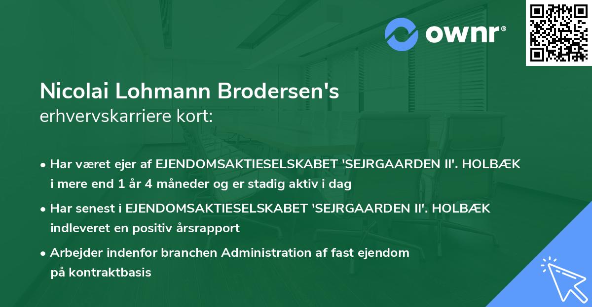 Nicolai Lohmann Brodersen's erhvervskarriere kort
