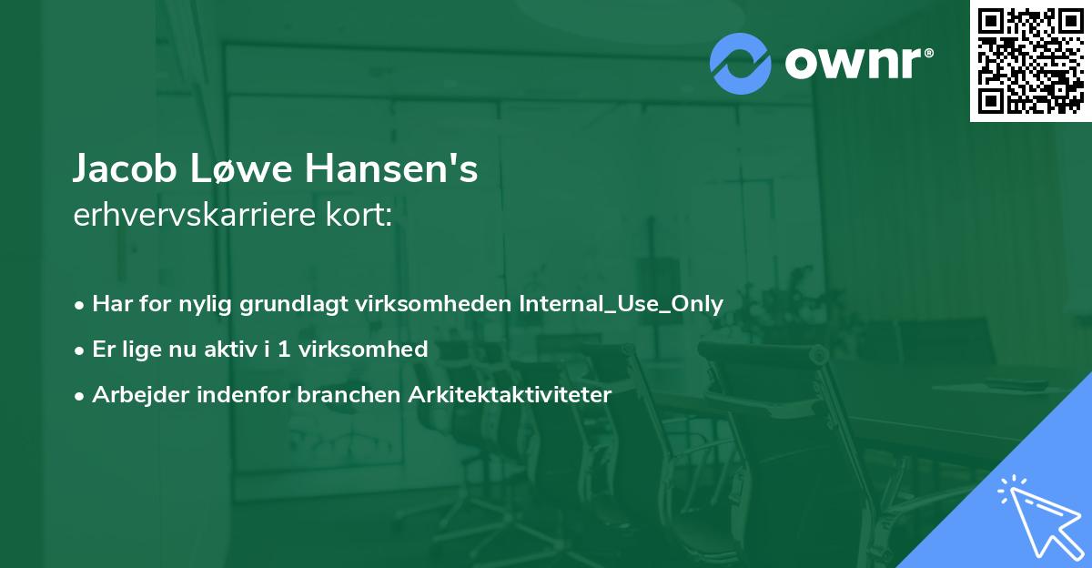 Jacob Løwe Hansen's erhvervskarriere kort