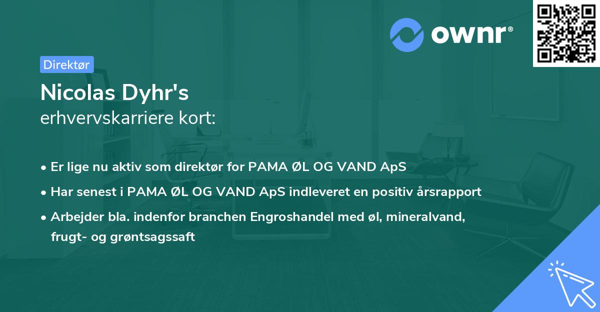 Nicolas Dyhr's erhvervskarriere kort