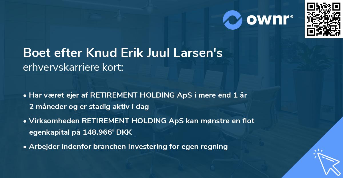 Boet efter Knud Erik Juul Larsen's erhvervskarriere kort