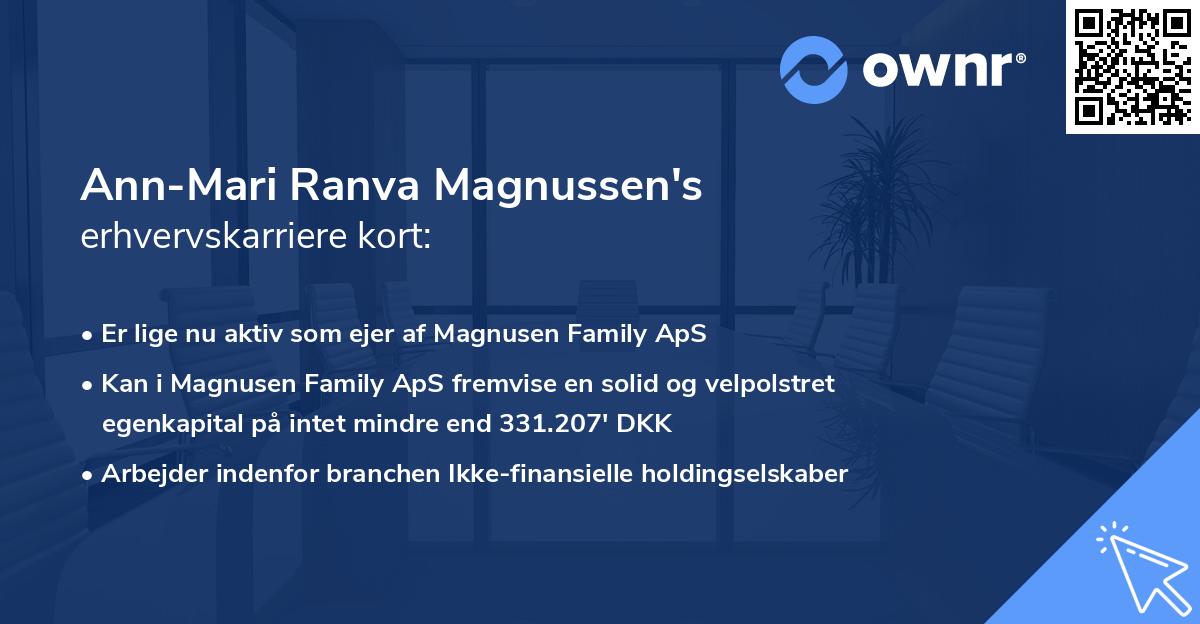 Ann-Mari Ranva Magnussen's erhvervskarriere kort