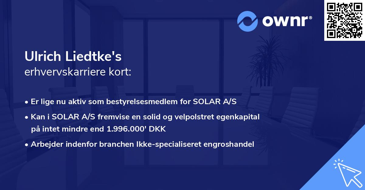 Ulrich Liedtke's erhvervskarriere kort