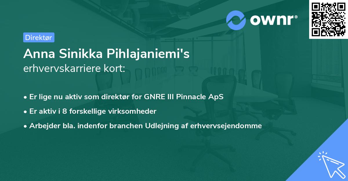 Anna Sinikka Pihlajaniemi's erhvervskarriere kort