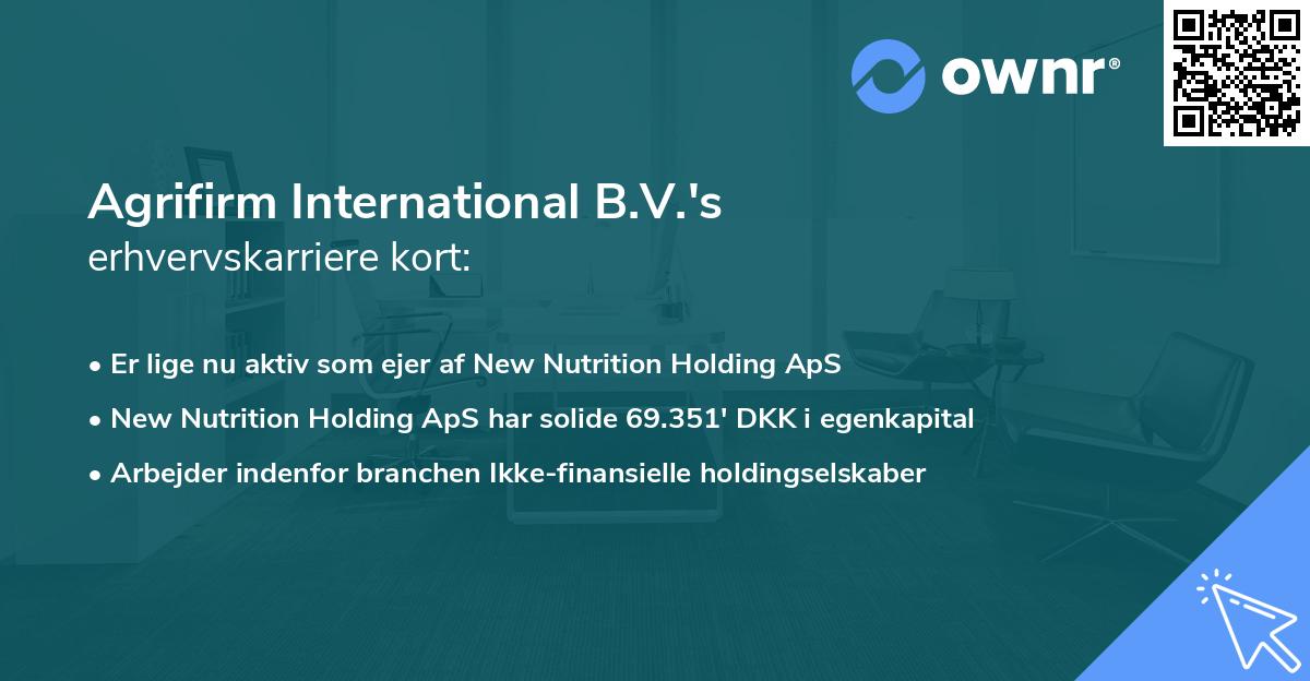 Agrifirm International B.V.'s erhvervskarriere kort