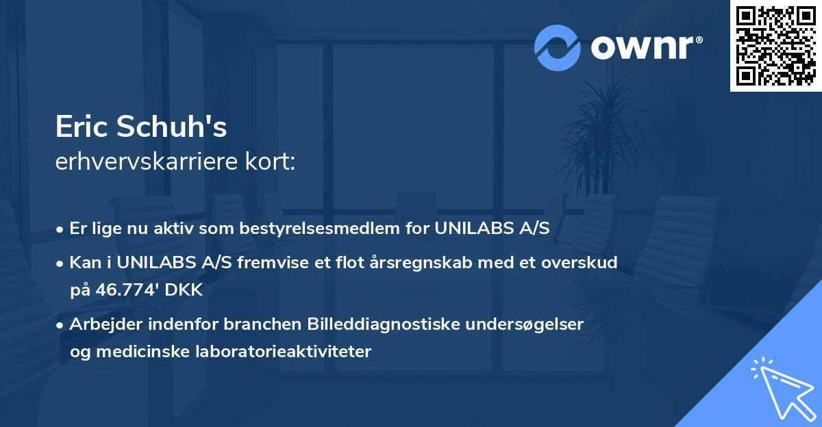 Eric Schuh's erhvervskarriere kort