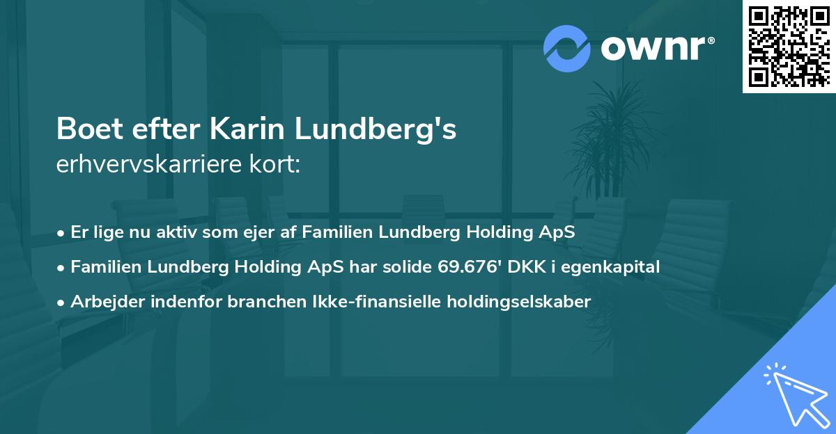 Boet efter Karin Lundberg's erhvervskarriere kort