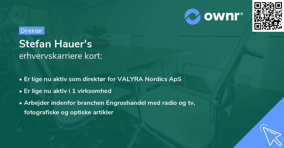 Stefan Hauer's erhvervskarriere kort