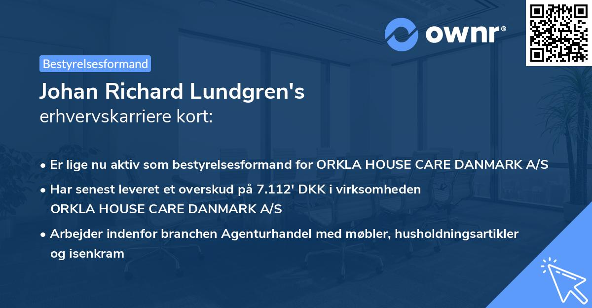 Johan Richard Lundgren's erhvervskarriere kort