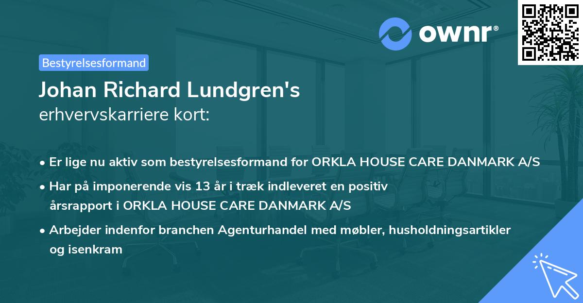 Johan Richard Lundgren's erhvervskarriere kort
