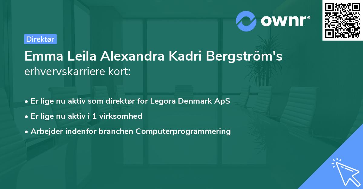 Emma Leila Alexandra Kadri Bergström's erhvervskarriere kort