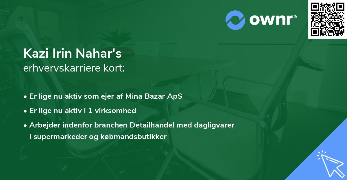 Kazi Irin Nahar's erhvervskarriere kort