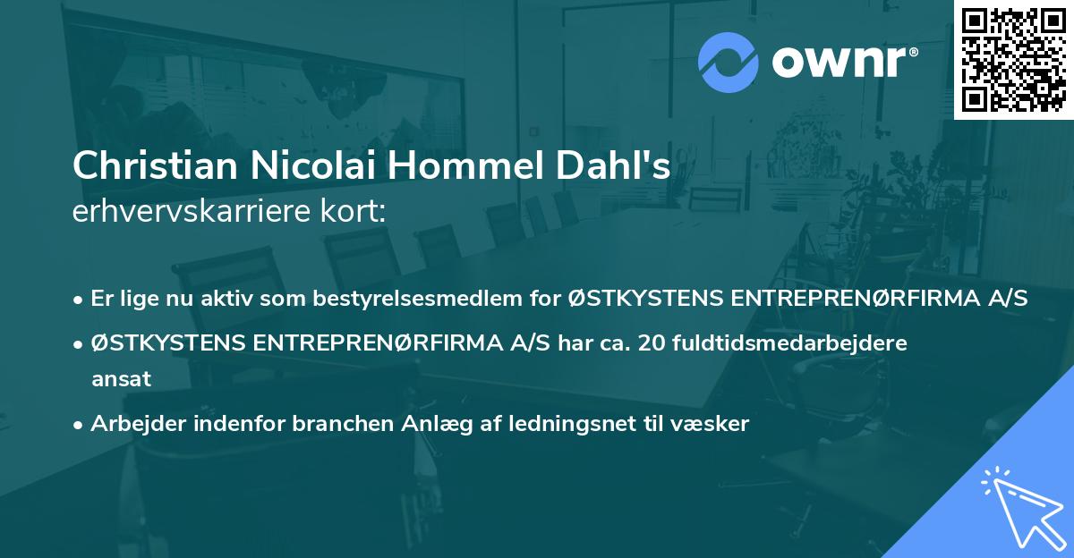 Christian Nicolai Hommel Dahl's erhvervskarriere kort