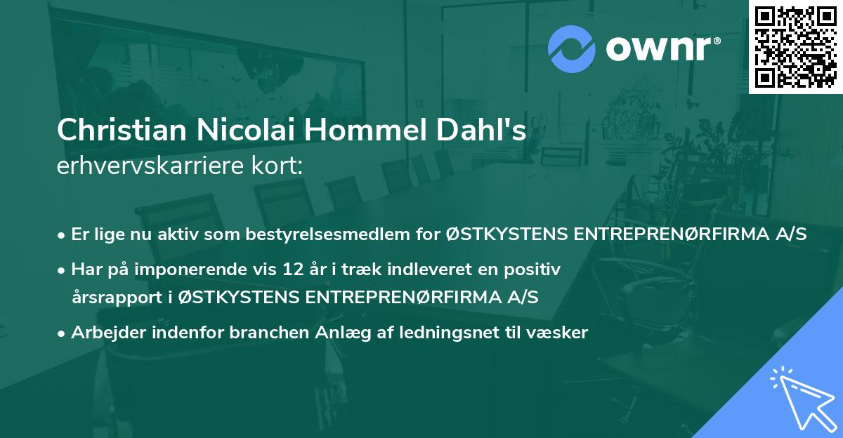 Christian Nicolai Hommel Dahl's erhvervskarriere kort