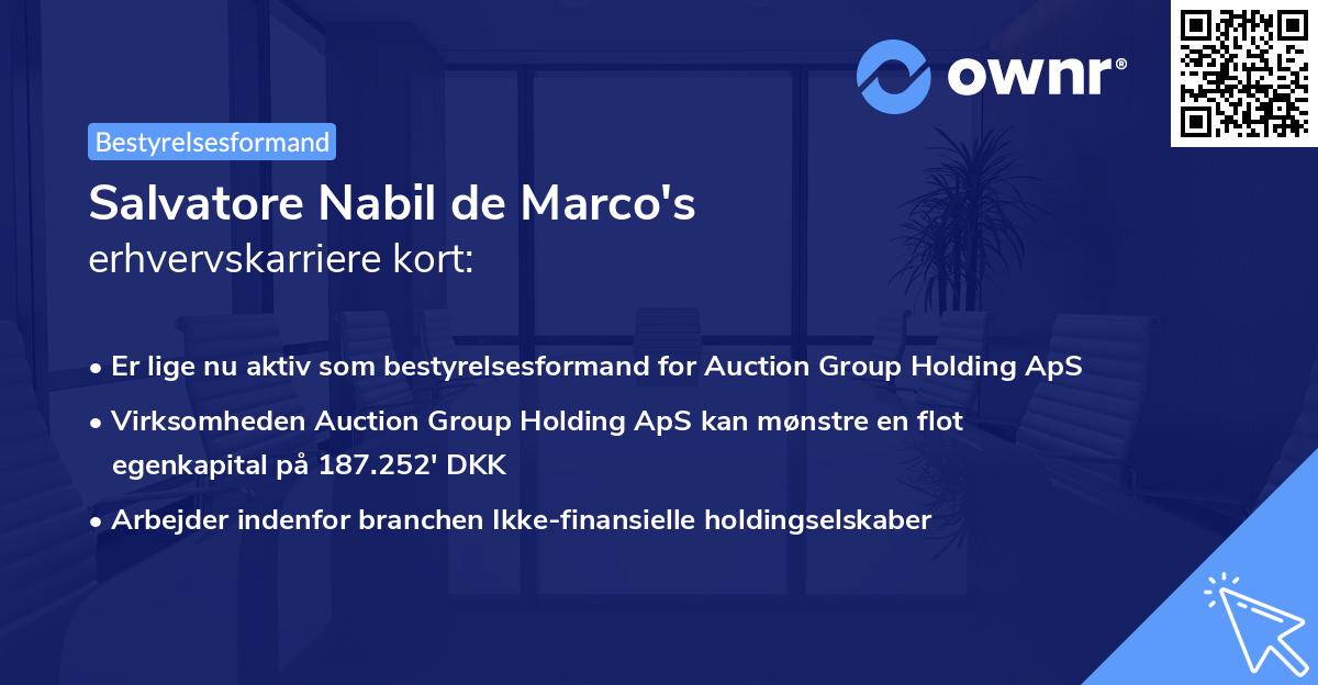 Salvatore Nabil de Marco's erhvervskarriere kort